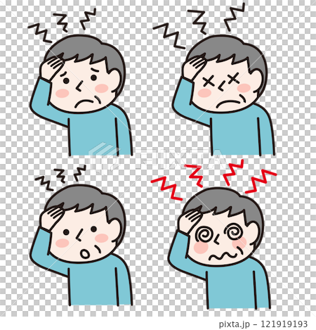 頭痛の年配の男性(上半身):イラスト素材 頭痛の年配の男性(上半身):イラスト素材 121919193