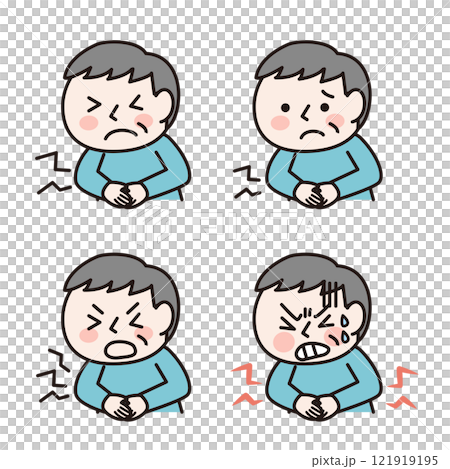 腹痛老人（上半身）：插圖素材 121919195