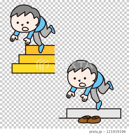 つまずいて落ちるこども:イラスト素材 つまずいて落ちるこども:イラスト素材 121919196