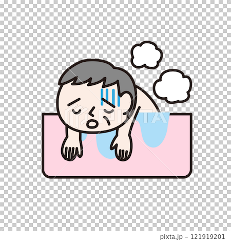 An elderly man exhausted in the bath: Illustration material An elderly man exhausted in the bath: Illustration material 121919201