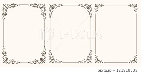 Decorative frames and borders with vintage floral ornament 121919335