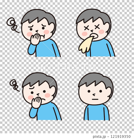 噁心生病的孩子（上半身）：插圖素材 121919350