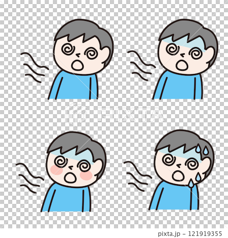 目眩を起こして倒れそうなこども(上半身):イラスト素材 目眩を起こして倒れそうなこども(上半身):イラスト素材 121919355