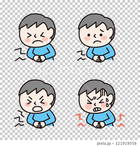 Child with stomachache (upper body): Illustration material 121919358