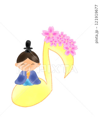 音符に座る雛人形 音符に座る雛人形 121919677