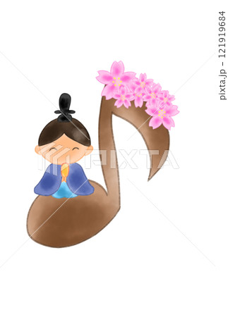 音符に座る雛人形 音符に座る雛人形 121919684