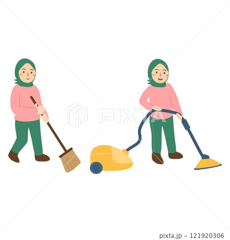 cleaning home with vacuum cleaner 121920306
