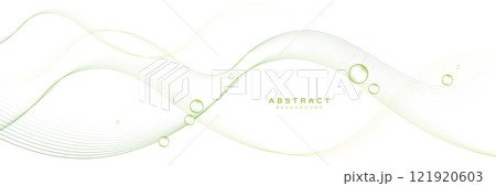 Abstract Green Wave Background with Water Droplets 121920603