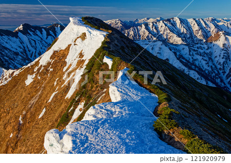 鹿島槍ヶ岳への登りから見る布引山と蓮華岳・槍・穂高連峰 121920979
