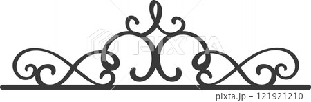 Elegant swirling decorative border forming a symmetrical design, perfect for adding a touch of sophistication and style to invitations, documents, or web designs 121921210