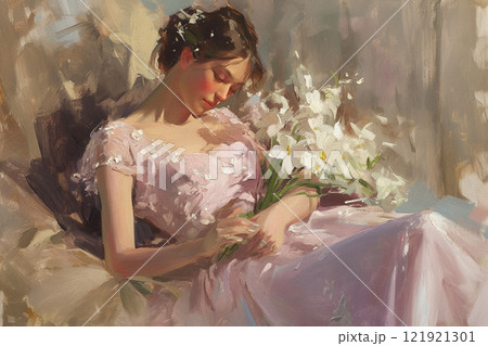 ウエディングドレスを着た女性 121921301