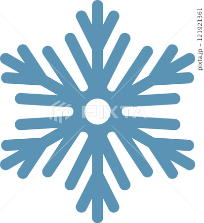 Minimalist vector illustration of a light blue snowflake with rounded tips and a white center, symbolizing winter, christmas, and cold weather Minimalist vector illustration of a light blue snowflake with rounded tips and a white center, symbolizing winter, christmas, and cold weather 121921361