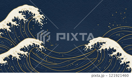 葛飾北斎イメージの波 121921460