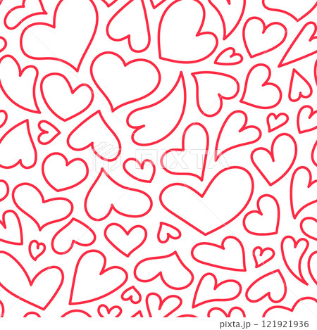 Cute hearts pattern. Vector seamless background. Illustrated outline heart shapes as symbol of love and Valentines Day February 14 celebration. Romantic pattern design Cute hearts pattern. Vector seamless background. Illustrated outline heart shapes as symbol of love and Valentines Day February 14 celebration. Romantic pattern design 121921936