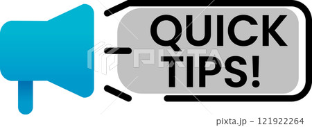 Blue megaphone broadcasting quick tips, symbolizing easily accessible and helpful advice for efficient problem solving and knowledge enhancement 121922264