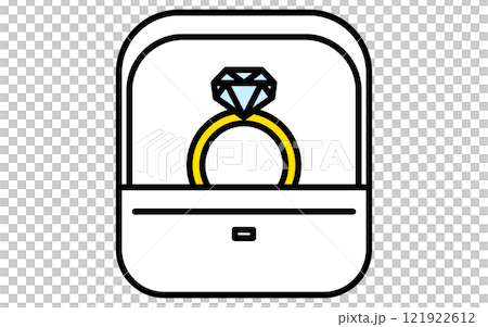 Diamond ring, simple and cute Valentine icon 121922612
