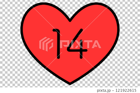 14 顆心,帶日期,簡單可愛的情人節圖標 14 顆心,帶日期,簡單可愛的情人節圖標 121922615