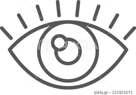 Simple and iconic representation of an eye, highlighting vigilance and observation with clean lines and prominent eyelashes, capturing attention and focus in a minimalist design Simple and iconic representation of an eye, highlighting vigilance and observation with clean lines and prominent eyelashes, capturing attention and focus in a minimalist design 121923271