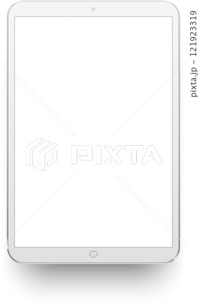 White tablet computer featuring a blank screen with a clipping path, providing an ideal canvas for design projects and creative applications in various fields 121923319