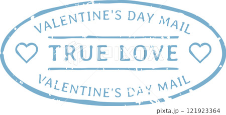 Light blue true love Valentine s Day mail oval rubber stamp featuring two hearts, symbolizing deep affection and romance, perfect for expressing love on February 14 121923364