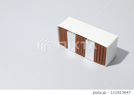 Chocolate bars in a white paper box 121923647