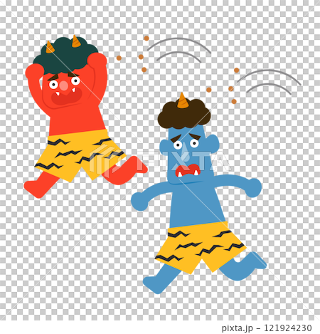 Illustration of a demon being showered with beans 121924230
