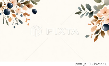 Soft pastel watercolor palette featuring layered paper cut hearts and flowers for Valentines Day 121924434