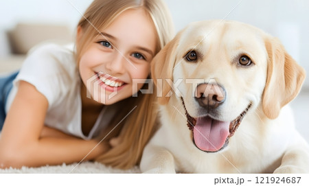 Happy pet owner cuddling their dog in a living room, celebrating spay awareness, 3D rendering Happy pet owner cuddling their dog in a living room, celebrating spay awareness, 3D rendering 121924687