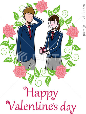 バレンタインデーの中高校生カップル 121924720