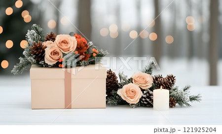 Creative New Year table centerpiece with unique floral arrangements and candles 121925204