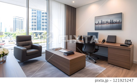 Modern Chinese New Year home office decor with red accents and minimalist festive touches 121925247