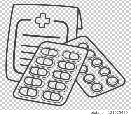 薬（カプセルと錠剤、薬袋） 121925489