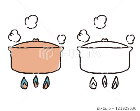 ペンで描いた風コトコトお鍋 121925630