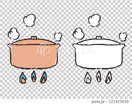 ペンで描いた風コトコトお鍋 121925630