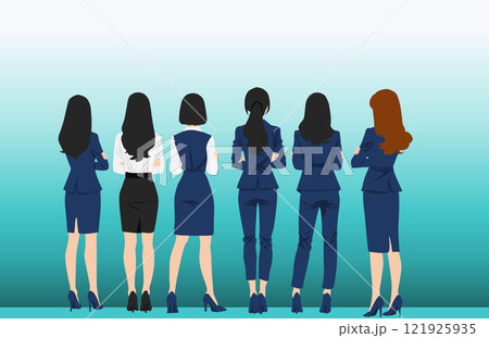 腕を組んだビジネスウーマンのイラスト 腕を組んだビジネスウーマンのイラスト 121925935