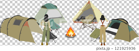 Illustration of the campsite Illustration of the campsite 121925936