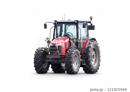 Modern wheeled tractor isolated on white background 121925949