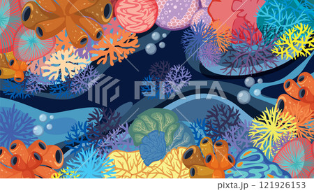 Vibrant Coral Reef Ecosystem Illustration 121926153