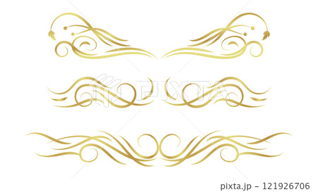 gold decorative swirl lines element set. text dividers isolated on white background gold decorative swirl lines element set. text dividers isolated on white background 121926706
