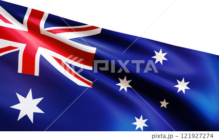 Realistic wavy national flag of Australia 121927274