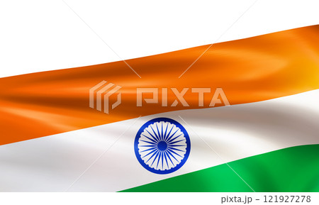 Wavy orange white green realistic national Indian flag Wavy orange white green realistic national Indian flag 121927278