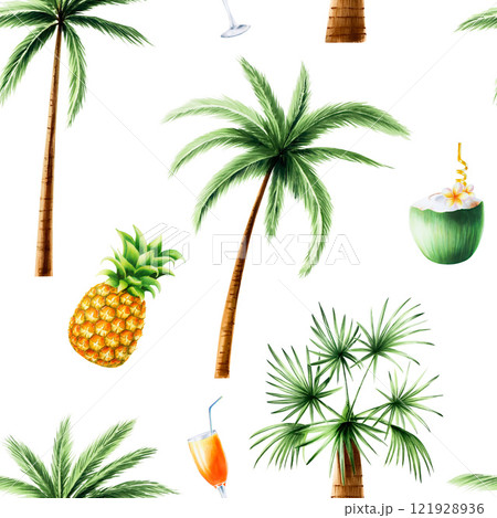Set of green palm trees. Coconut trees clipart. Watercolor hand drawn floral jungle illustration isolated on background. For designers, postcards, greetings, birthday, calendar, wallpapers, wrapping Set of green palm trees. Coconut trees clipart. Watercolor hand drawn floral jungle illustration isolated on background. For designers, postcards, greetings, birthday, calendar, wallpapers, wrapping 121928936