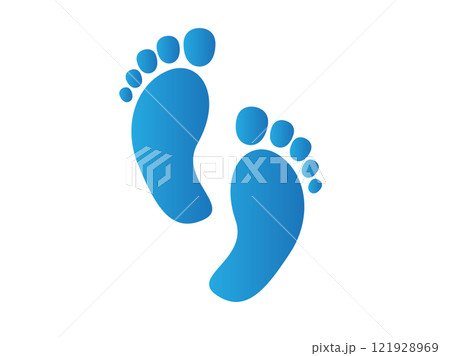 Gradient blue two human footsteps, showing both...のイラスト素材 [121928969 ...