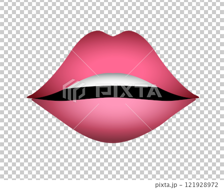 Gradient human mouth icon with pair of lips and teeth 121928972