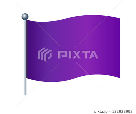 Rectangular gradient violet, purple flag icon with silver pole 121928992