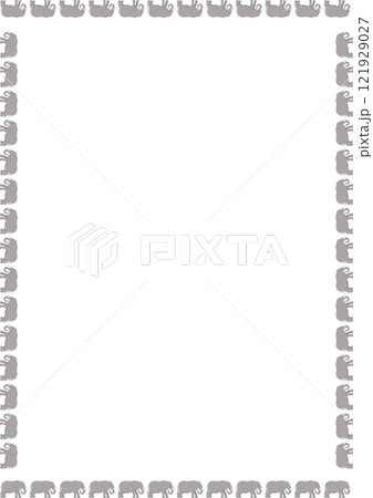 Frame of cute safari animals African elephant. Wildlife animal on white background border Frame of cute safari animals African elephant. Wildlife animal on white background border 121929027