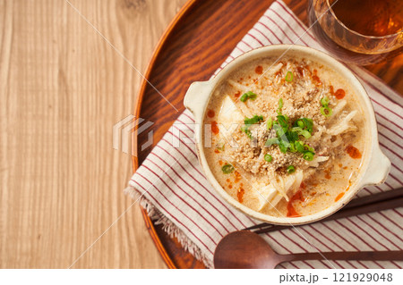 ヘルシーで美味しい豆乳坦々スープ ヘルシーで美味しい豆乳坦々スープ 121929048