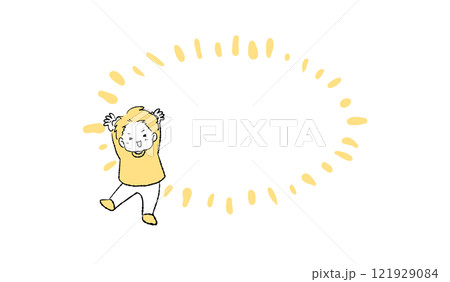 笑顔でジャンプする男の子とフキダシのイラスト 笑顔でジャンプする男の子とフキダシのイラスト 121929084
