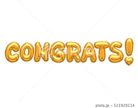 Isolated 3D golden air balloon word CONGRATS Isolated 3D golden air balloon word CONGRATS 121929114