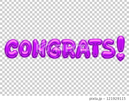 Isolated 3D purple air balloon word CONGRATS 121929115